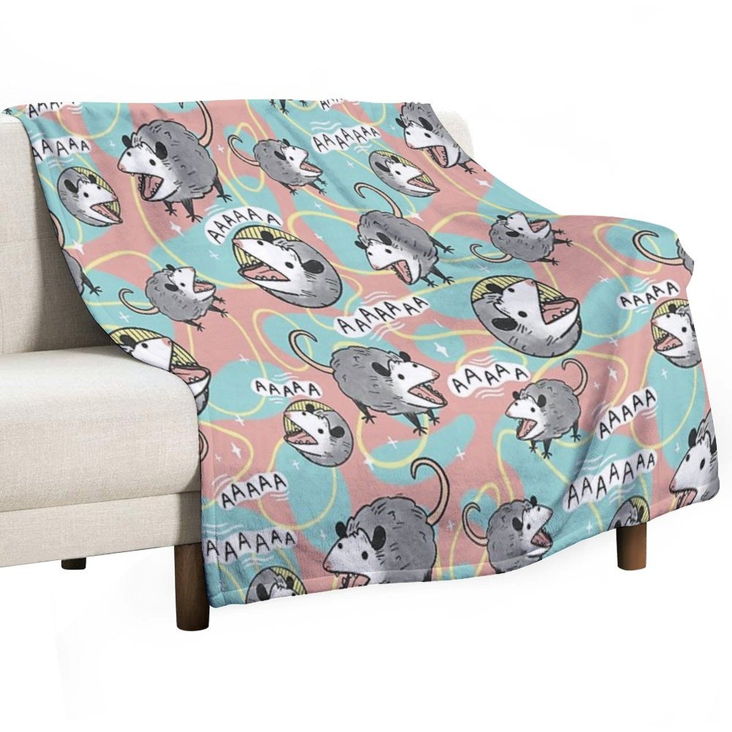 Opossum Screm Throw Blanket