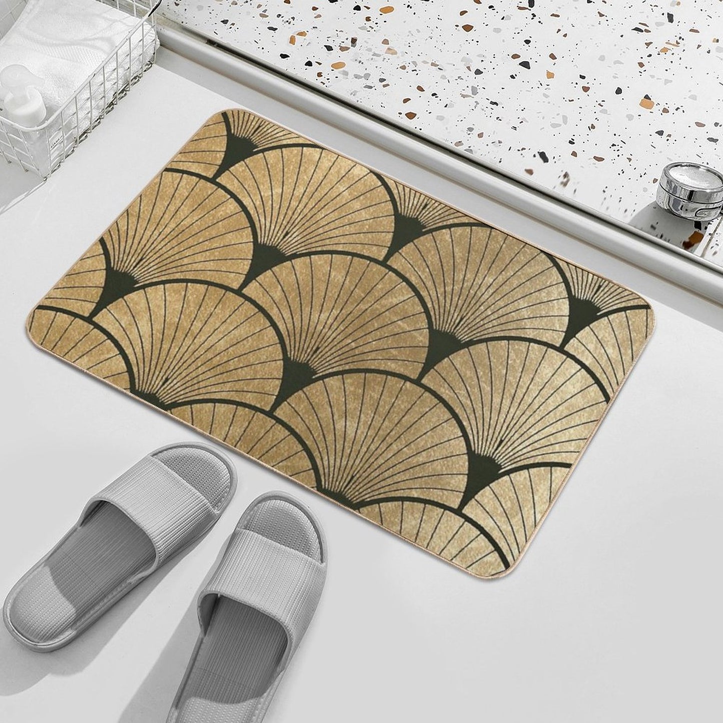 Art Deco Elegance - Golden Fan Bath Mat
