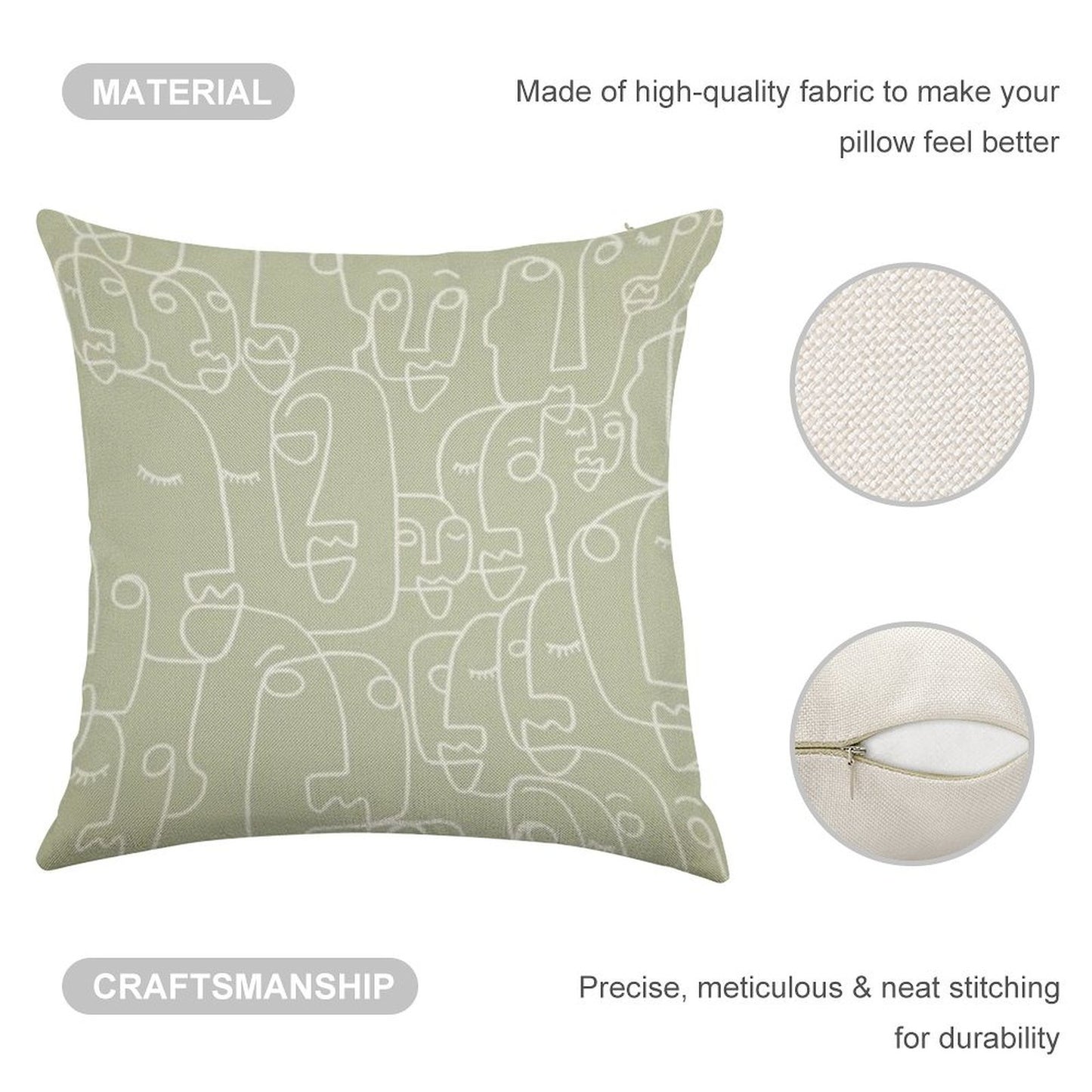 Sage Green Linen Throw Pillow Cover