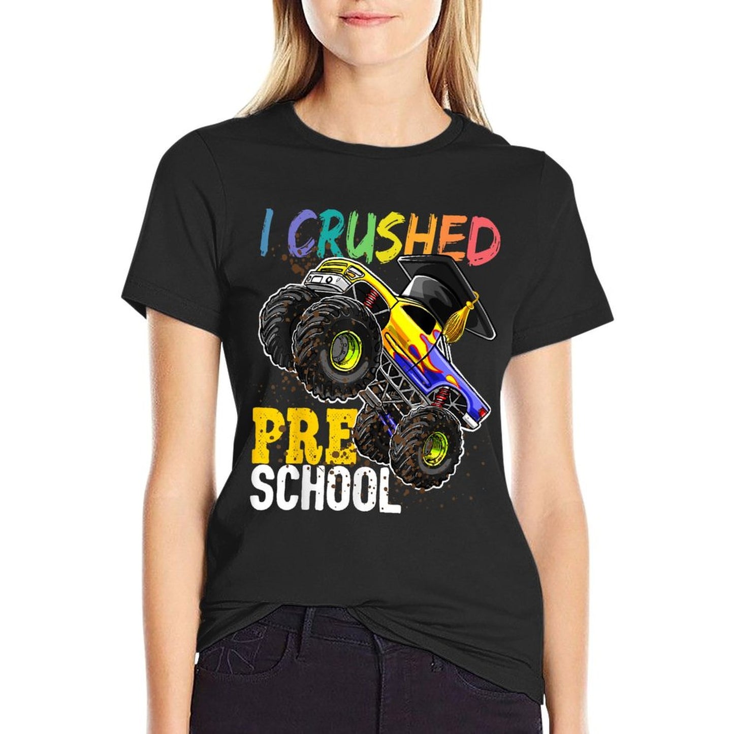 I Crushed Preschool Monster Truck Graduation Cap Gift Boys T-Shirt