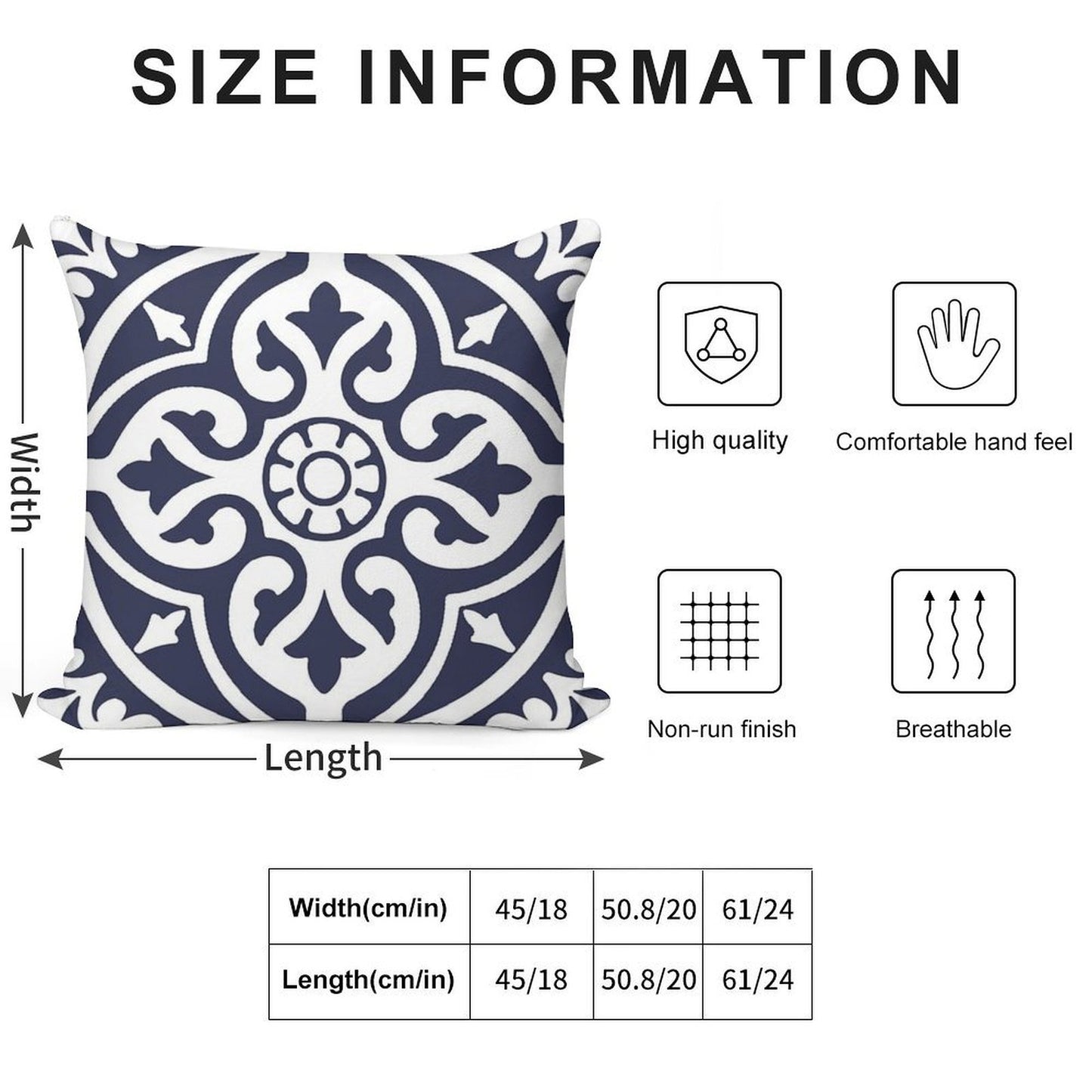 Hamptons Blue And White Moroccan Talavera Tile Soft Short Plush Fabric Throw Pillow