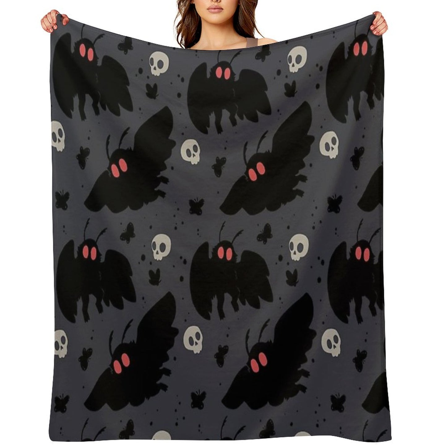 Mothman - Night Grey Throw Blanket