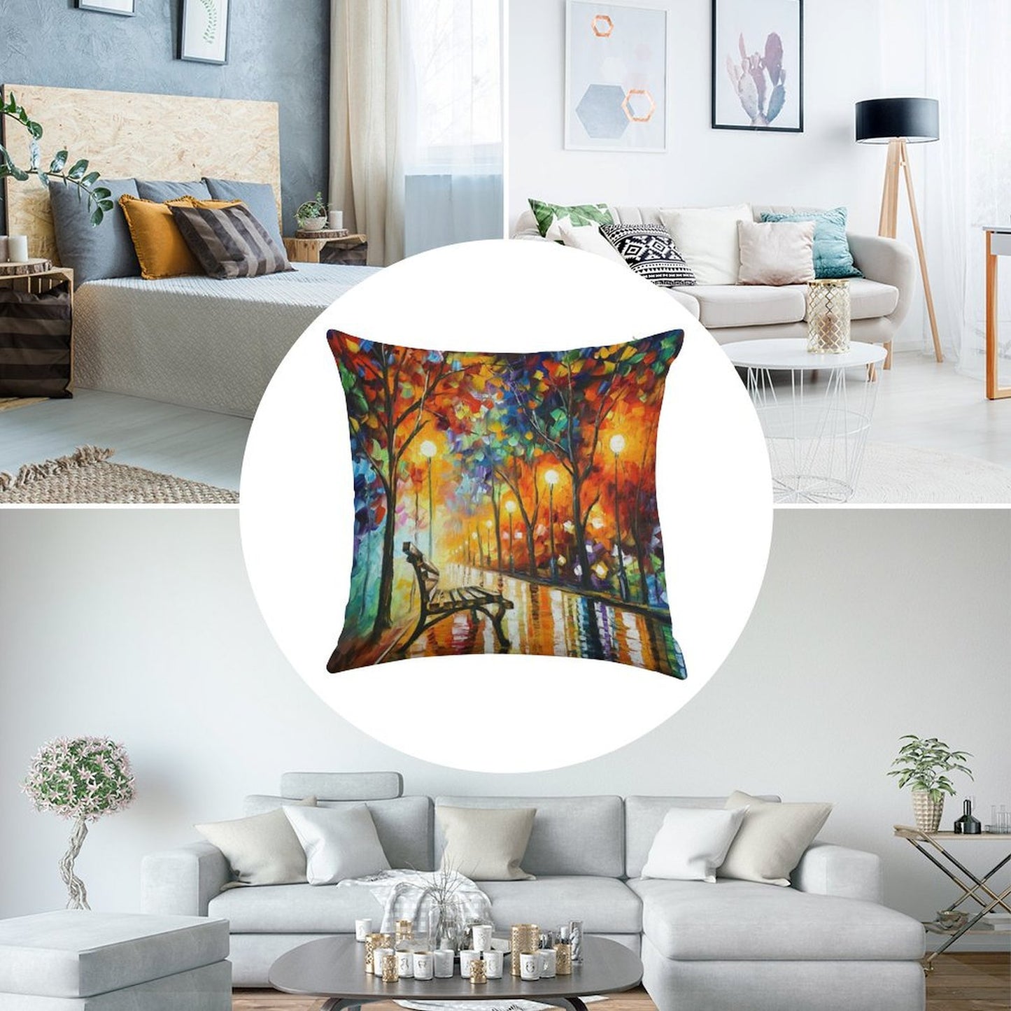 THE LONELINESS OF AUTUMN - Leonid Afremov Linen Throw Pillow Cover