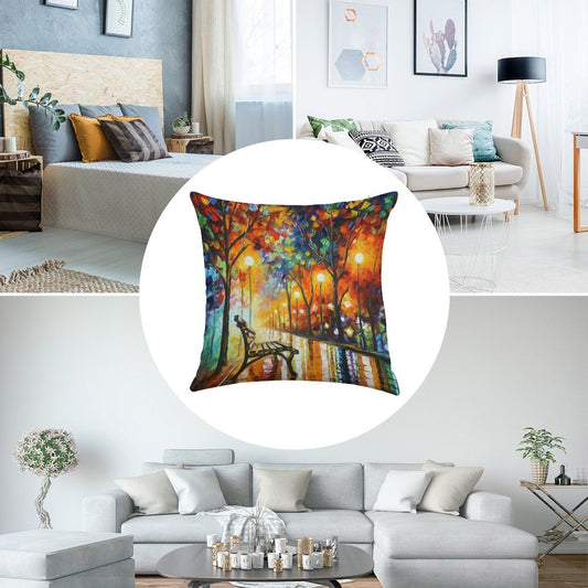 THE LONELINESS OF AUTUMN - Leonid Afremov Linen Throw Pillow Cover