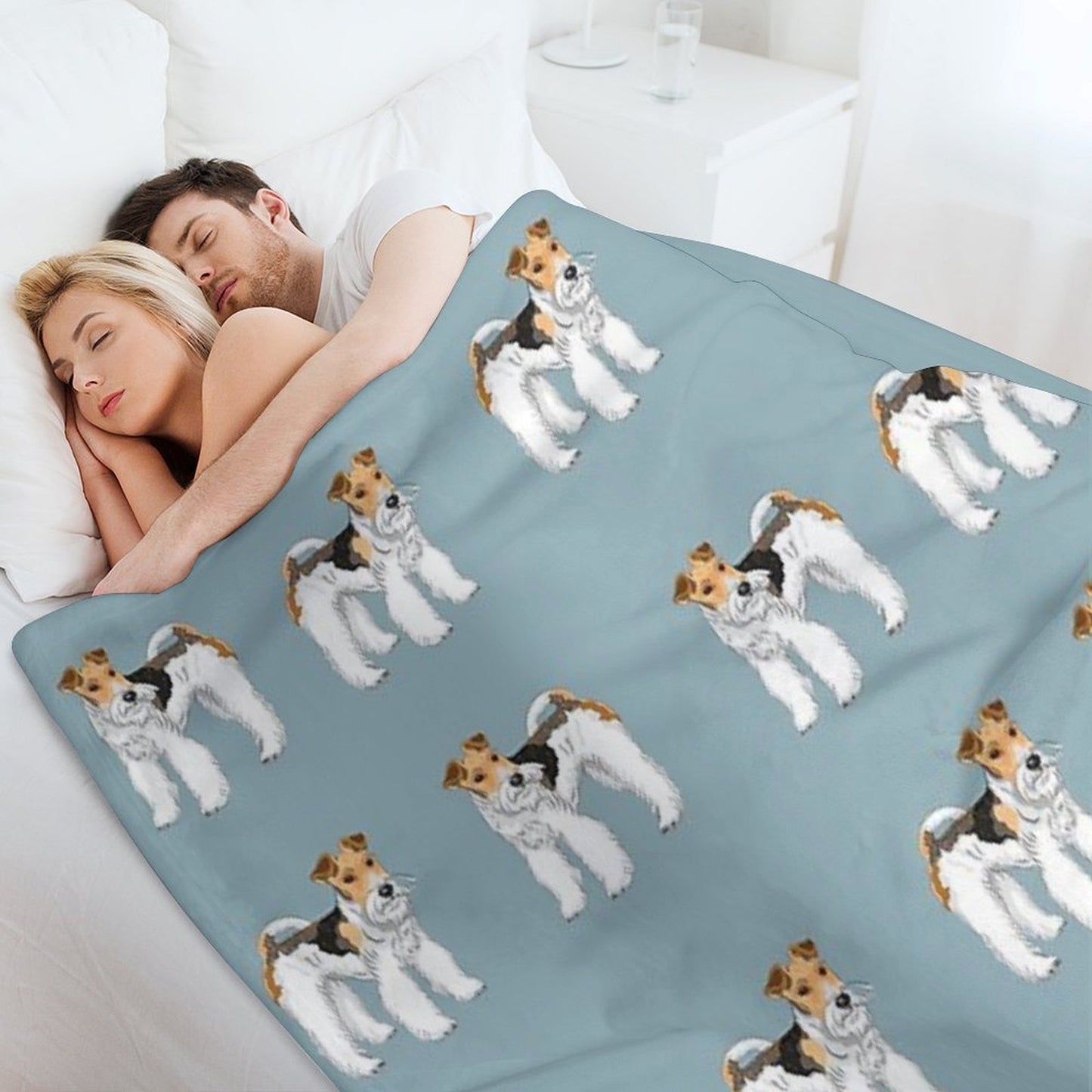 Retro Wire Haired Fox Terrier Design Throw Blanket