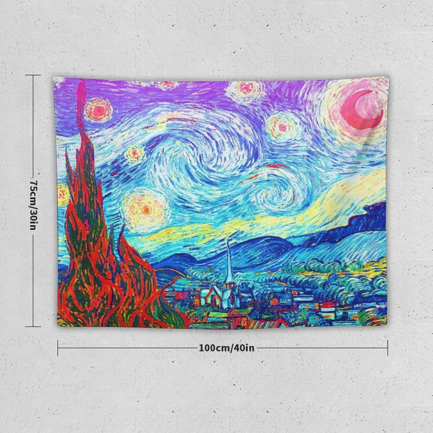 Psychedelic Colorful Starry Night Abstract Van Gogh Tapestry