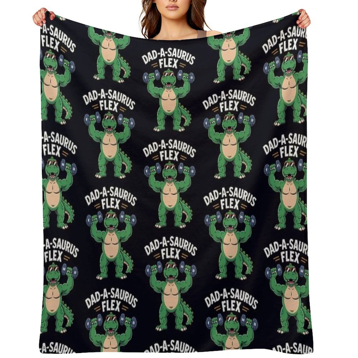 Dad-A-Saurus Flex Dino Dad Father's Day Throw Blanket