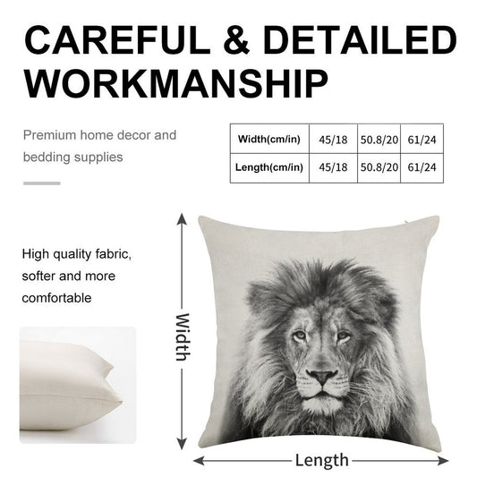 Lion Linen Throw Pillow Cover
