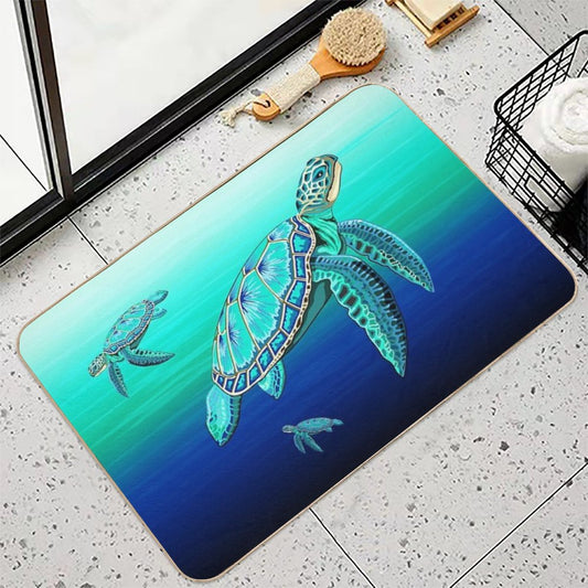 Sea Turtle Turquoise Oceanlife Bath Mat