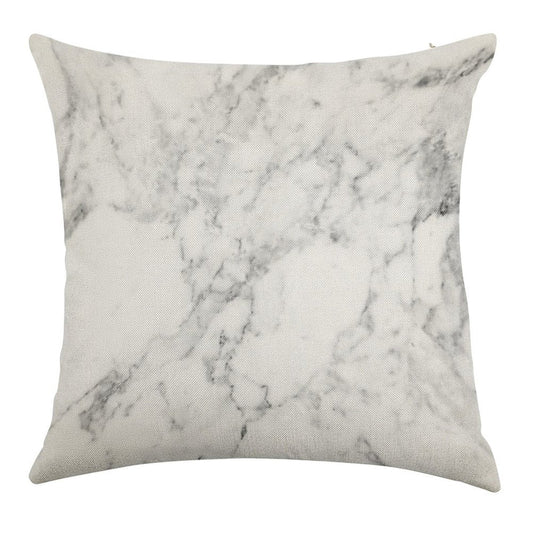 White Marble Print Linen Throw Pillow Cover