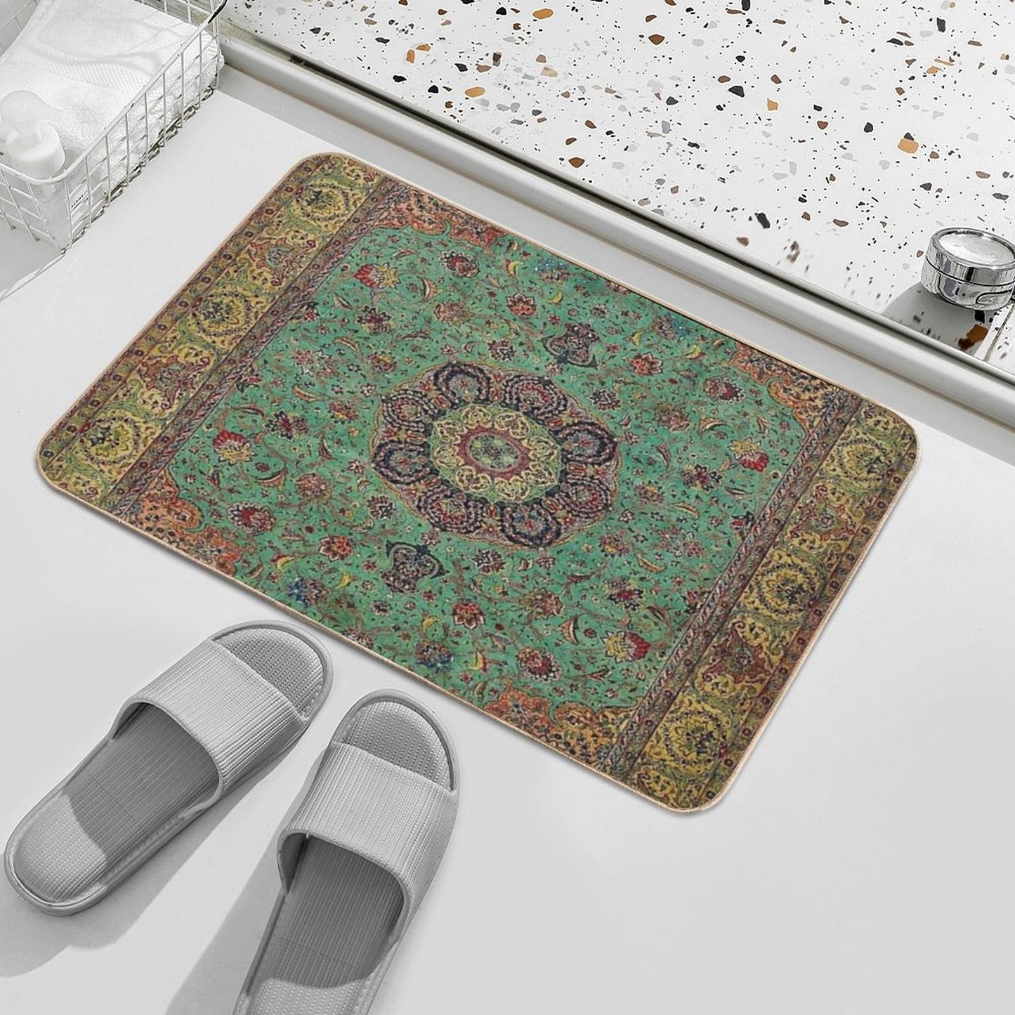 Vintage Antique Persian Carpet Bath Mat