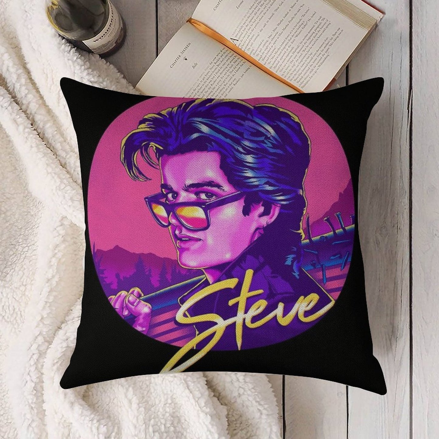 Stranger Things Steve Harrington  Available on Mask Linen Throw Pillow Cover