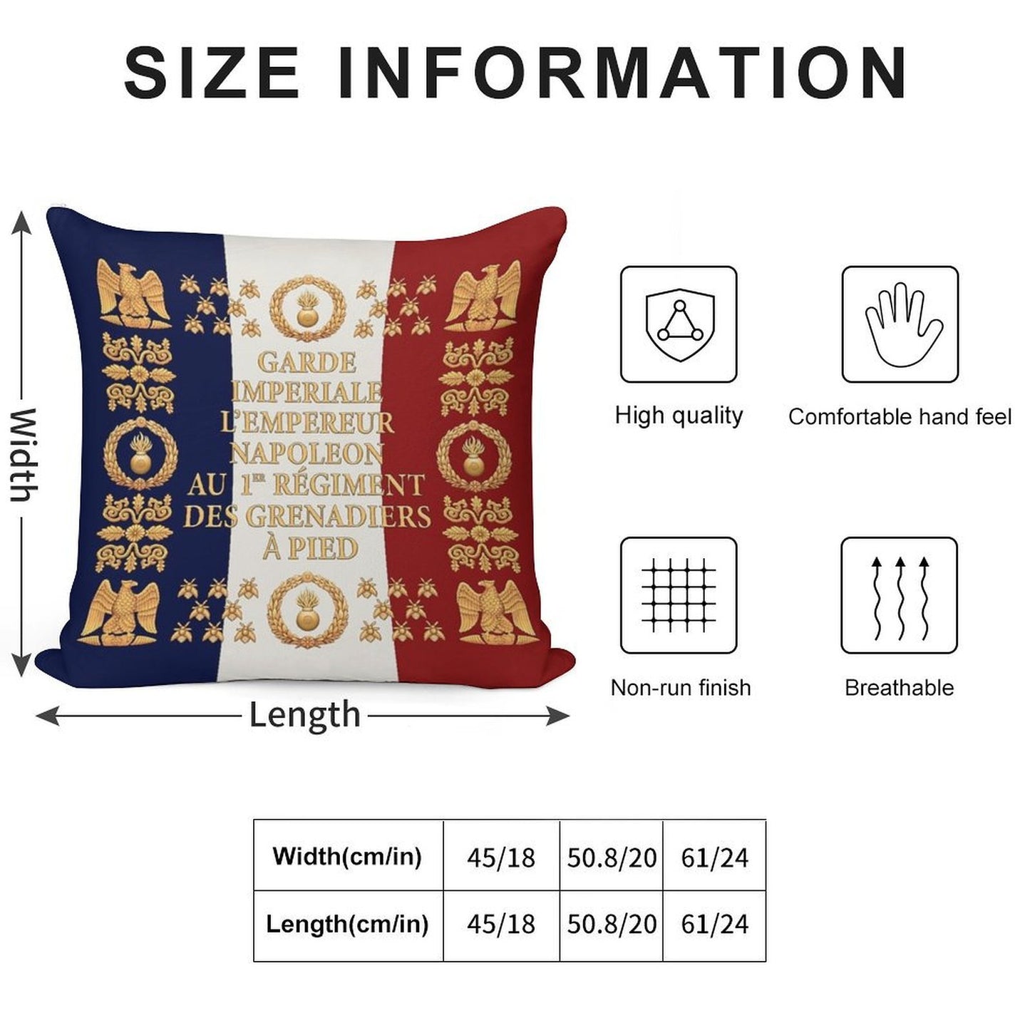 Napoleonic French 1er Garde Imperiale Flag Soft Skin-Friendly Throw Pillow