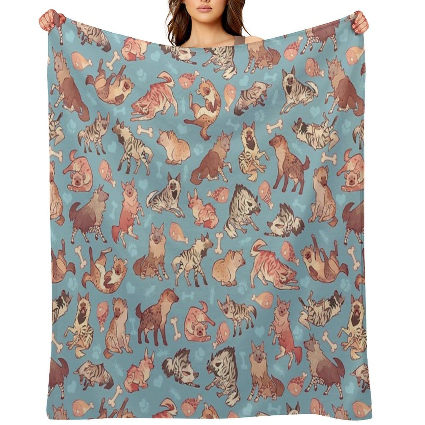 Hyenas in Cerulean Throw Blanket