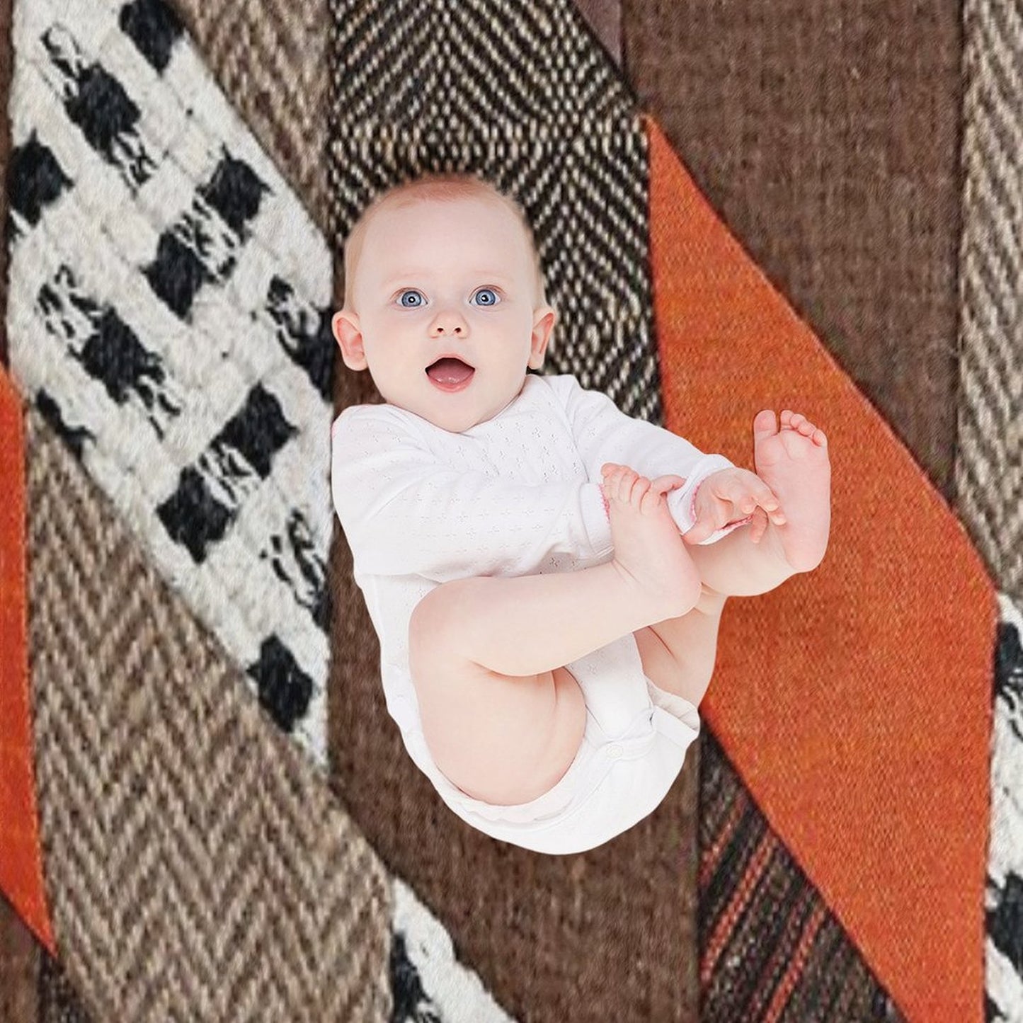 Brown Vintage Retro Patchwork Throw Blanket