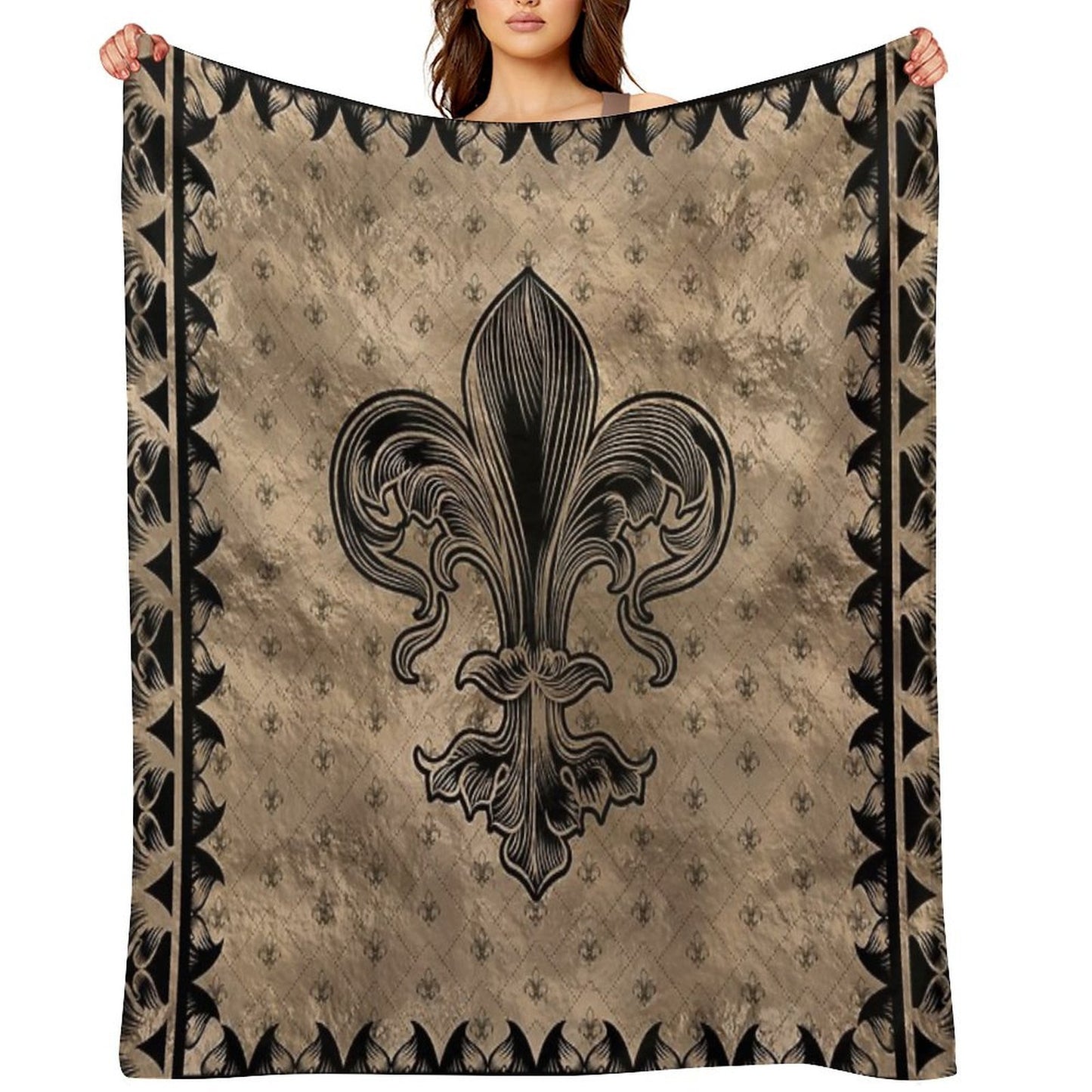 Fleur-de-lis - Black And Gold Throw Blanket
