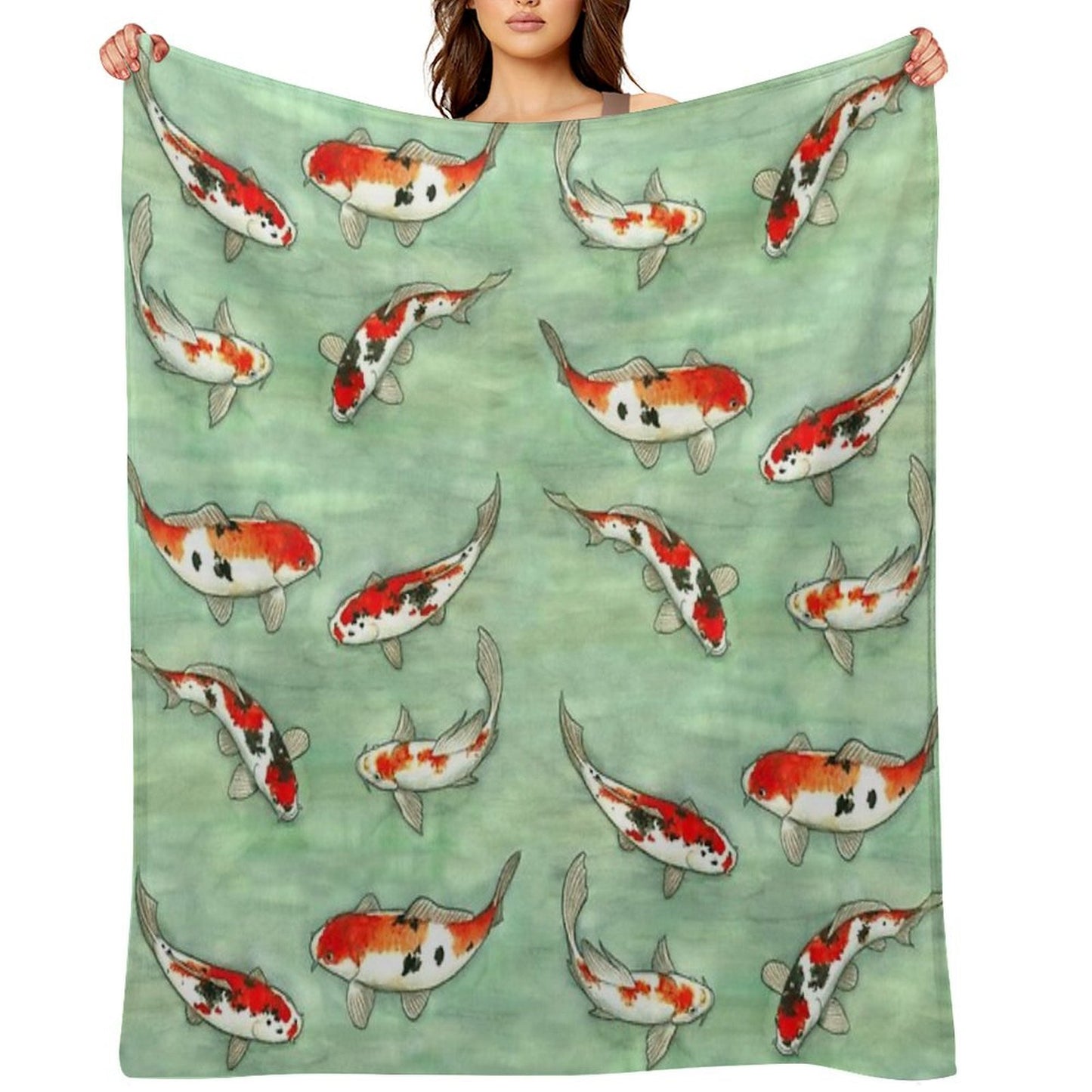 La Ronde Des Carpes Koi Throw Blanket