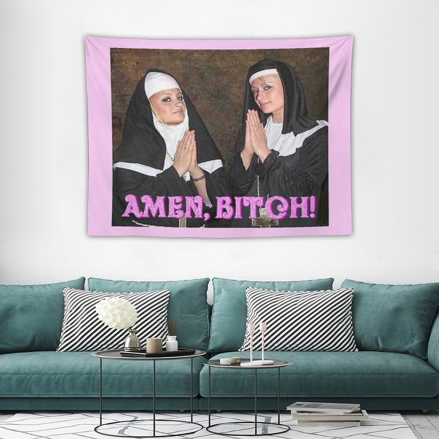 Paris Hilton And Nicole Richie Nuns Tapestry