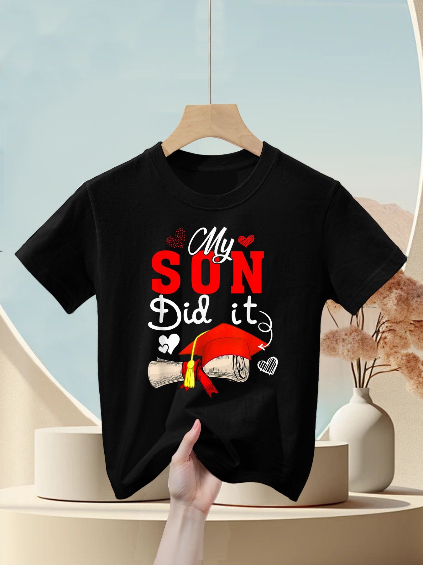 My Son Did It Cute Graduate Cap Proud Son Graduation Kids T-Shirt