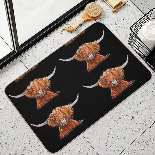 Scottish Hairy Highland Cow ' HeNRY B 2 ' by Shirley MacArthur Bath Mat