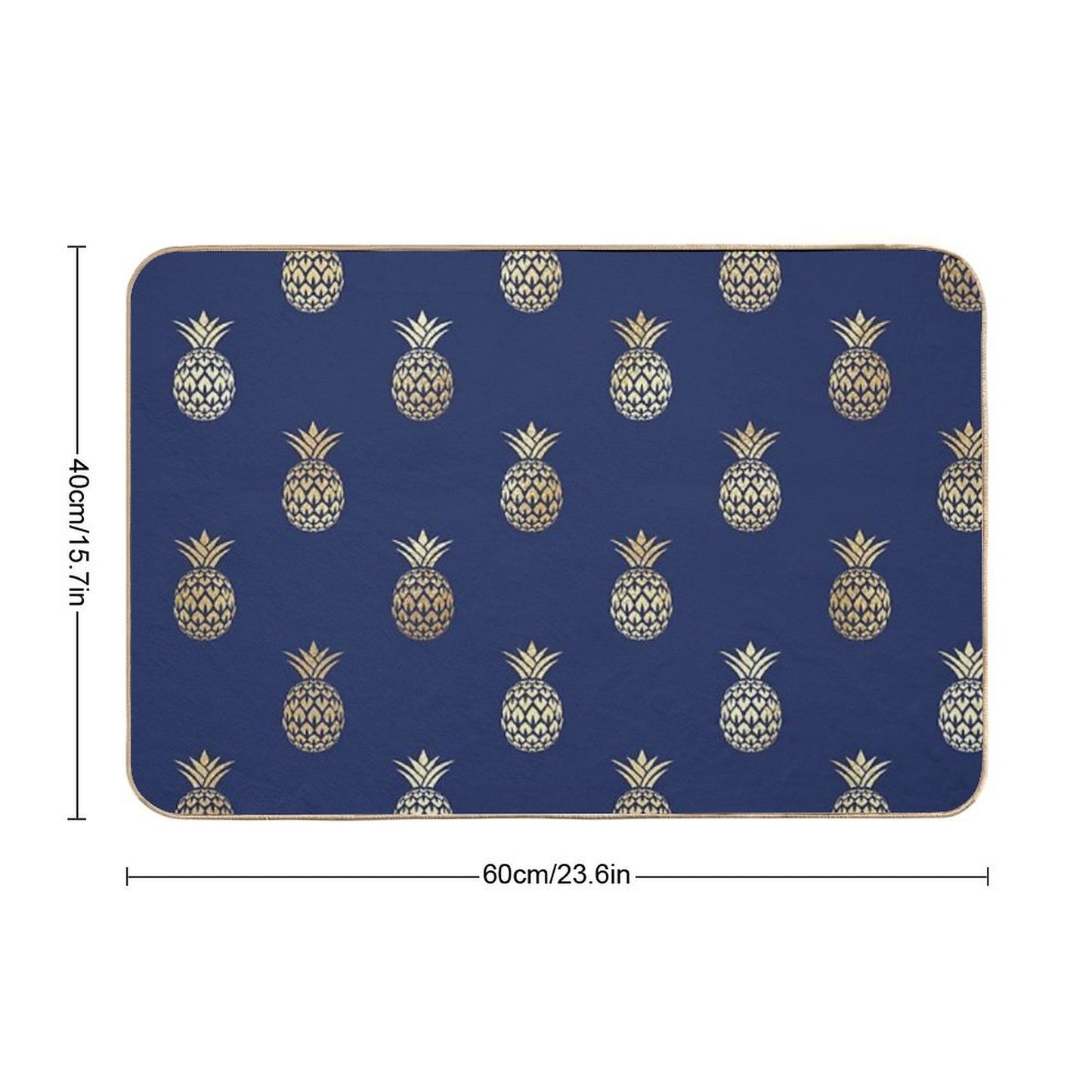 Navy And Gold Pineapples Bath Mat