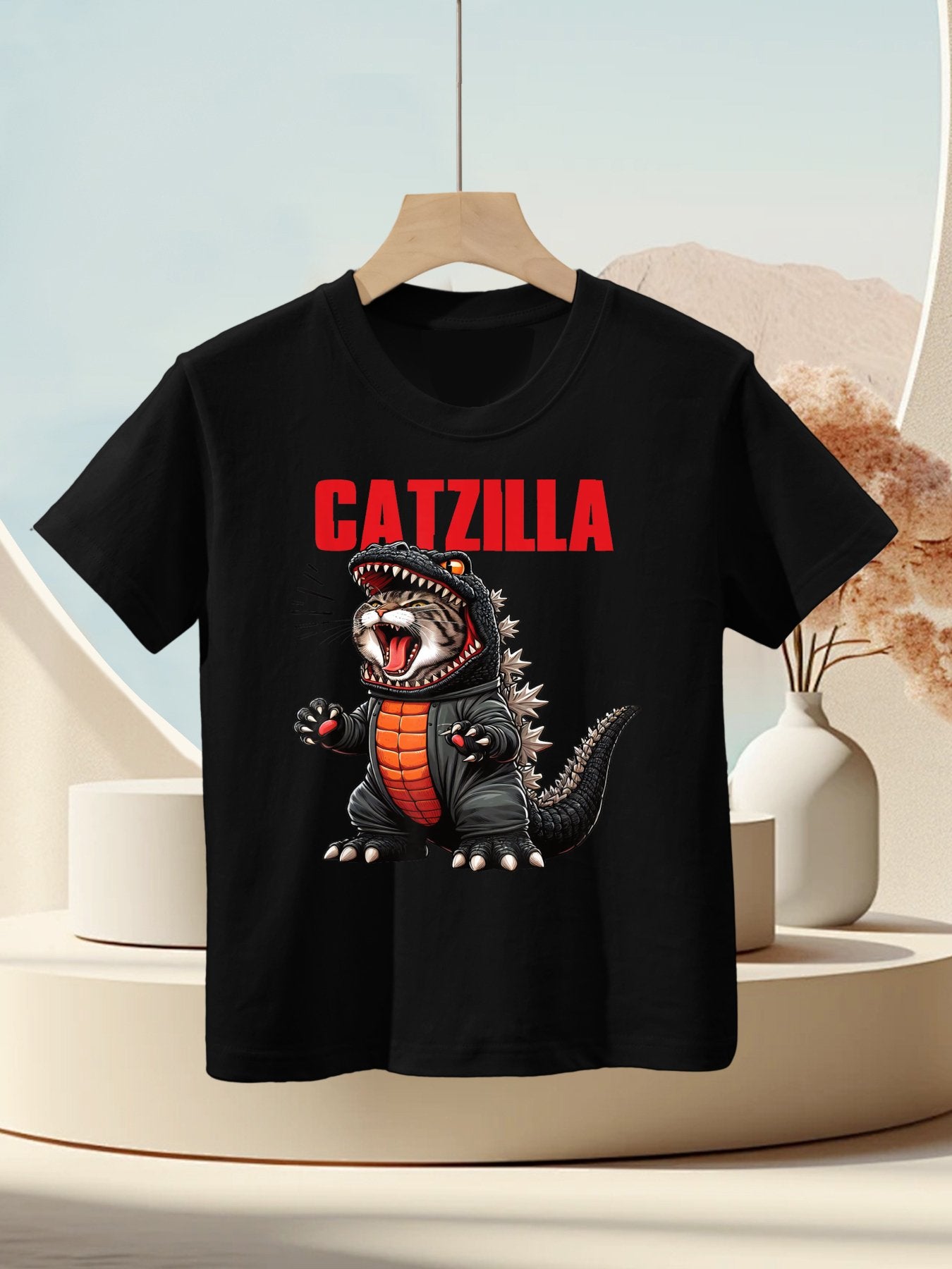 Cute Kitty Catzilla for Cat Moms & Dads Kids T-Shirt