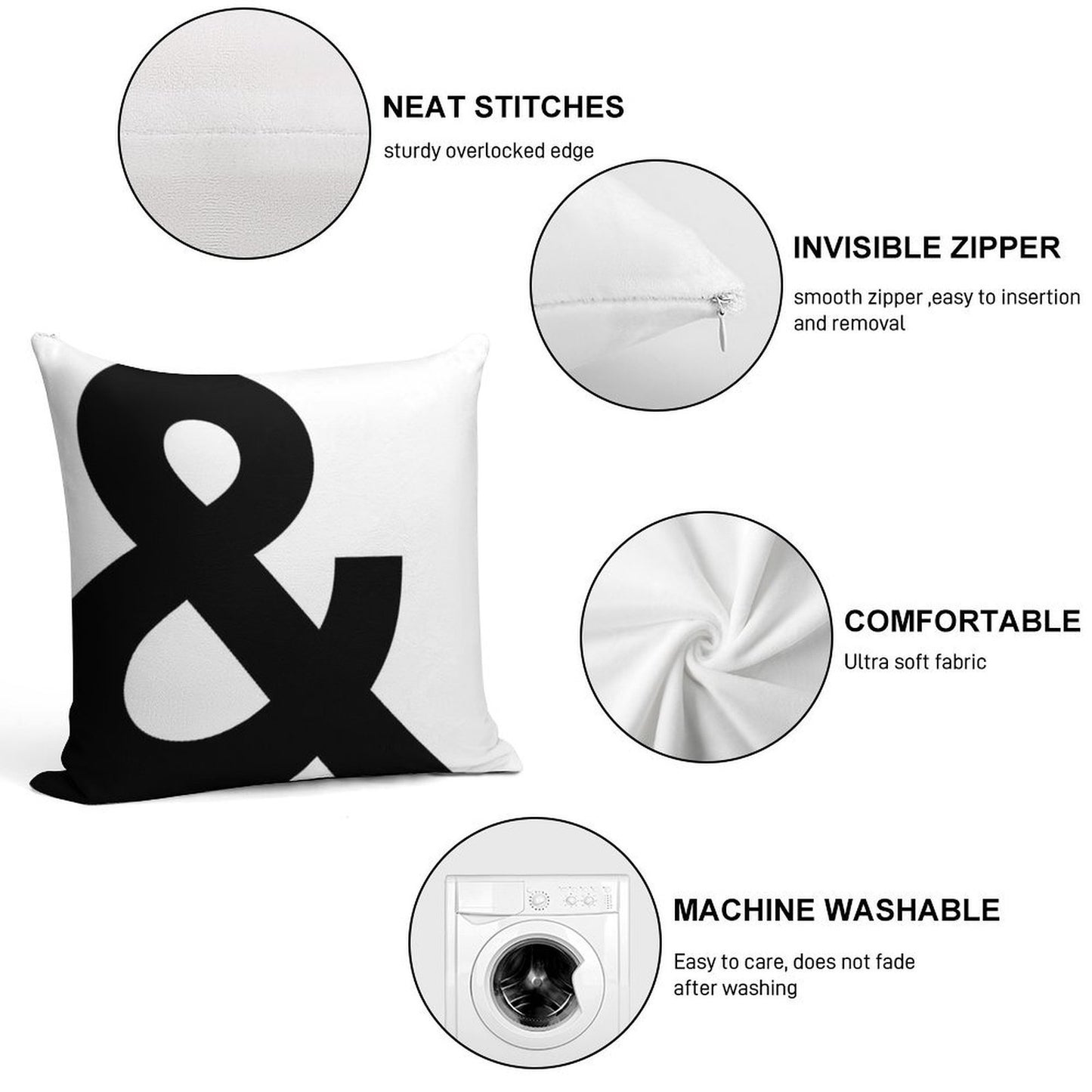 Ampersand Soft Decorative Cover Throw Pillow
