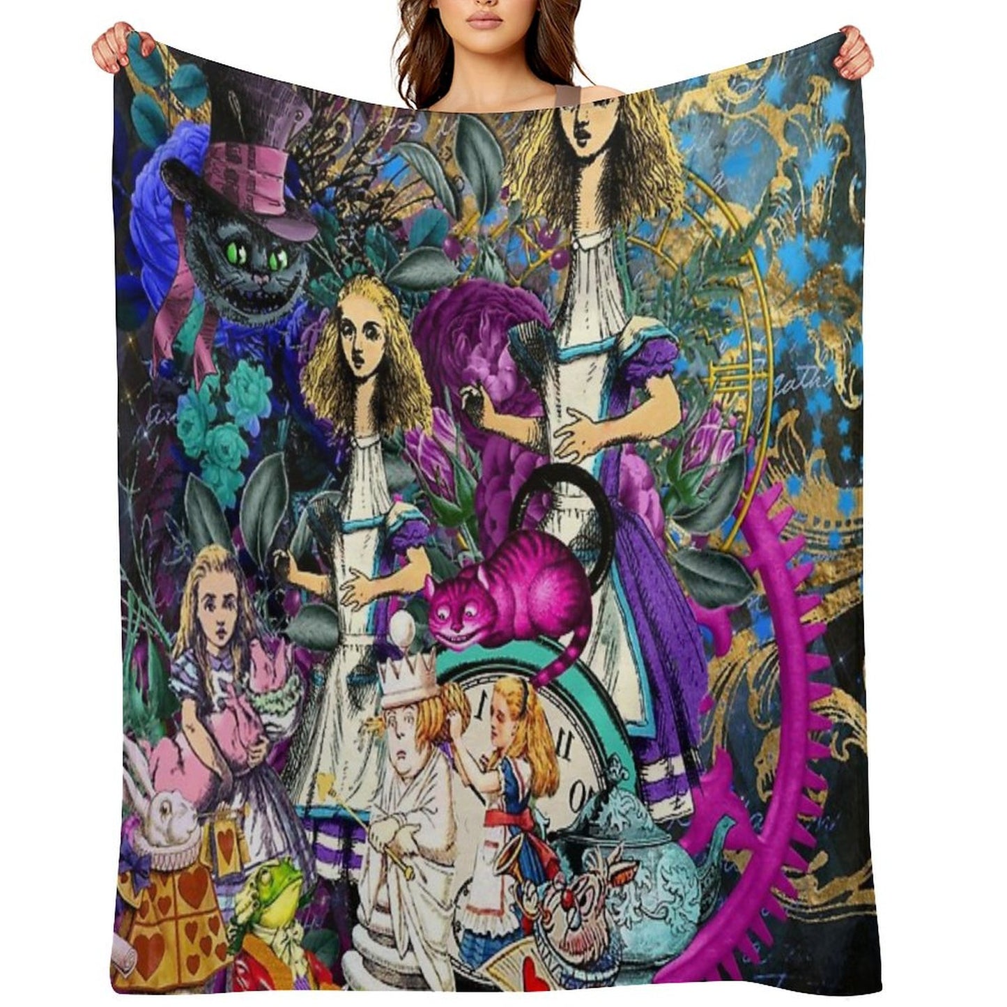Alice Wonderland, Alice in Vintage Wonderland Throw Blanket