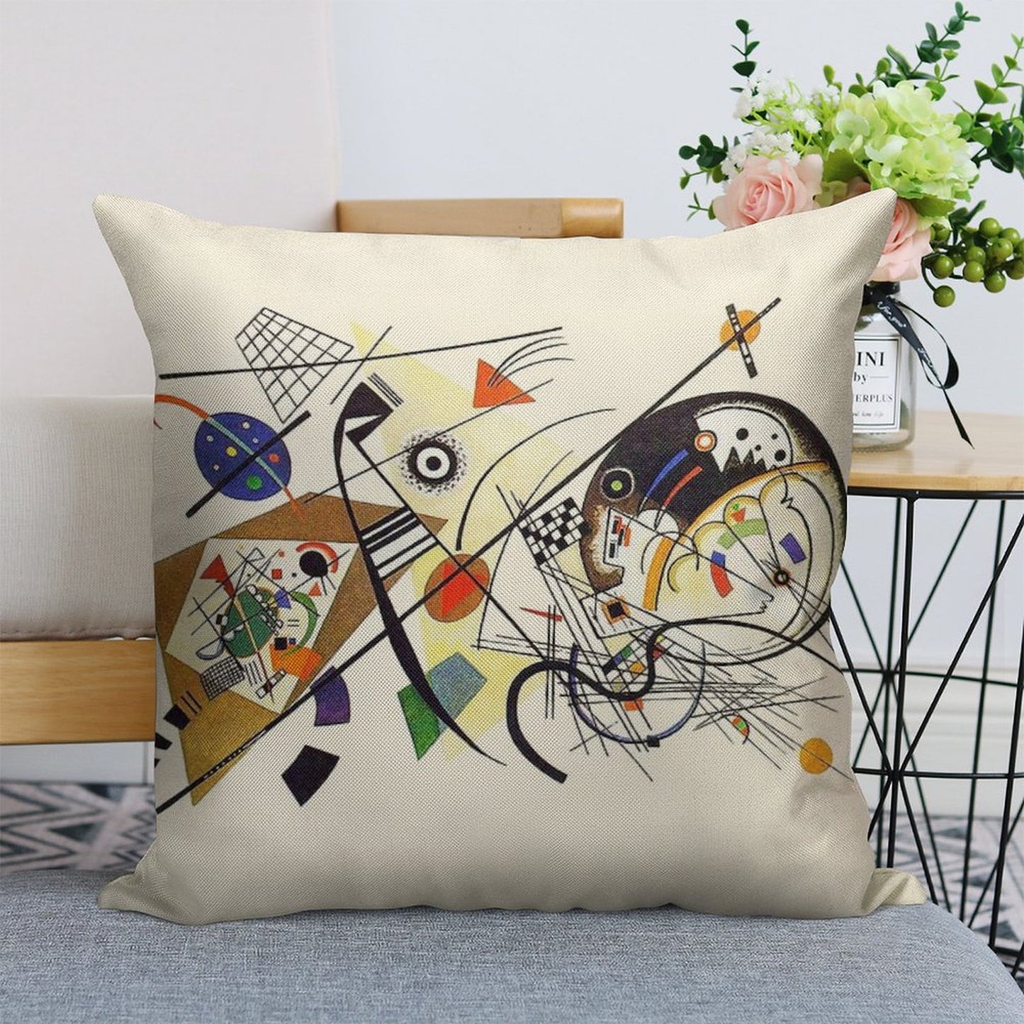 HD. Transverse Lines (1923), by Wassily Kandinsky Linen Throw Pillow Cover