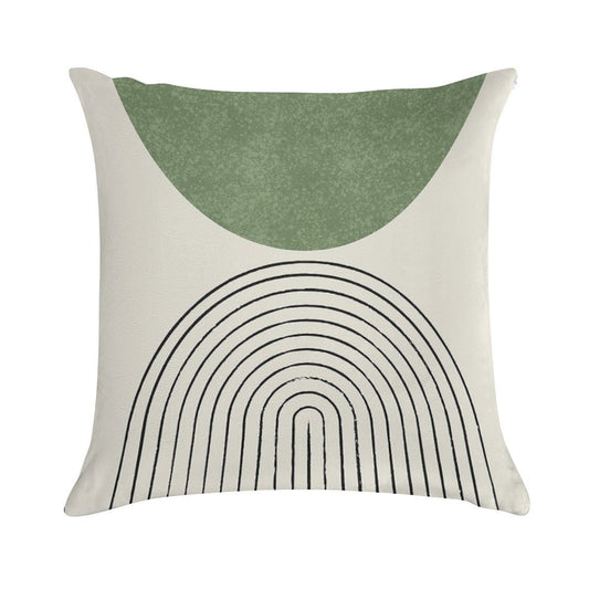 Arch Balance Green - Mid Century Modern Soft Anti-Pilling Throw Pillow