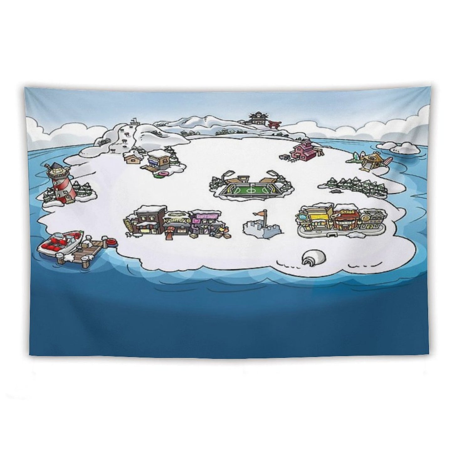 Club Penguin Map Tapestry
