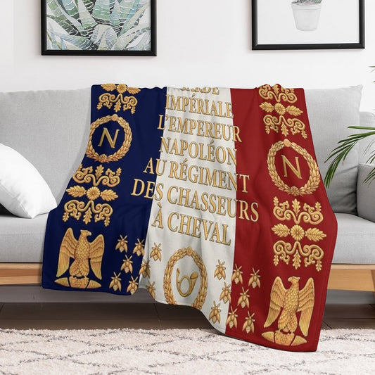 Napoleonic French Flag of The Chasseurs A Cheval De La Garde Throw Blanket