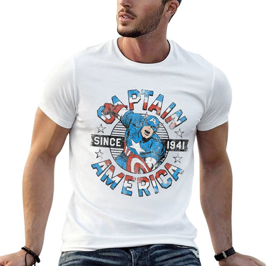 Marvel Avengers Vintage Captain America Comic Hero Since 41 Tagless Design T-Shirt