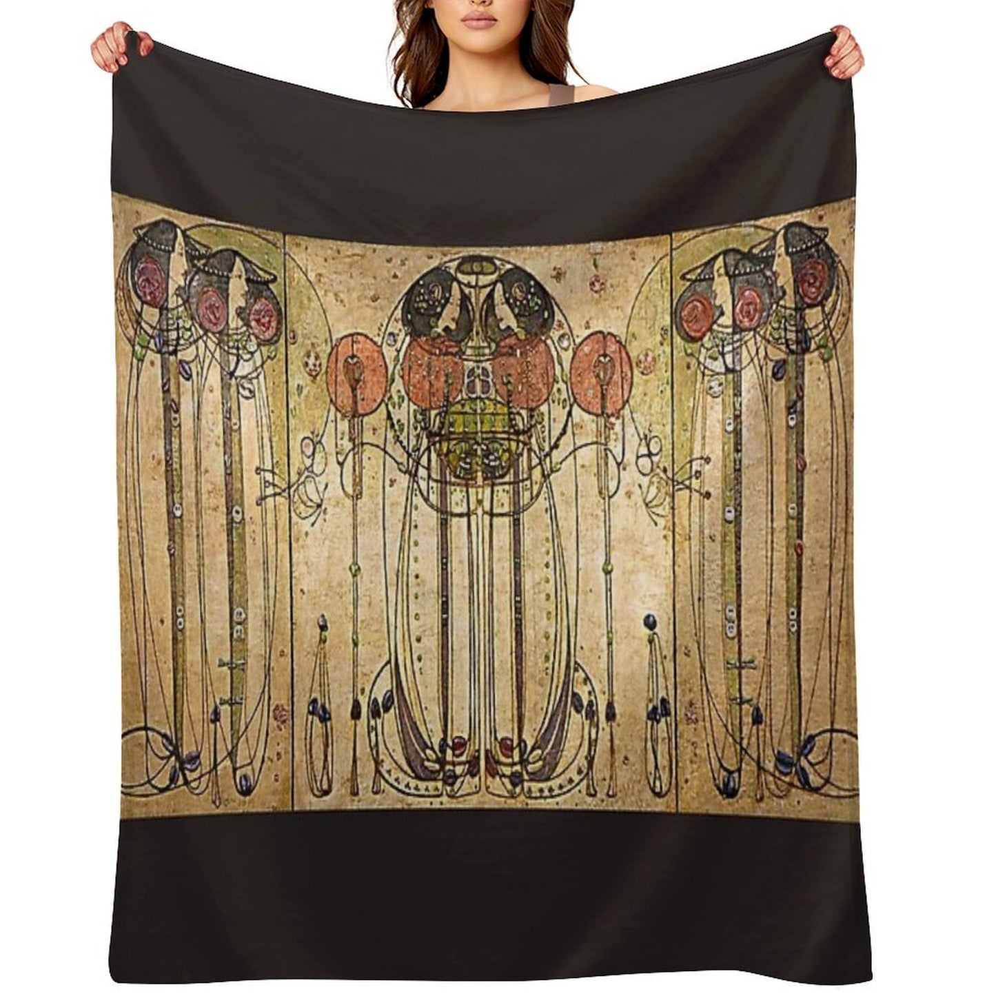 Art Nouveau Charles Mackintosh The Wassail Throw Blanket