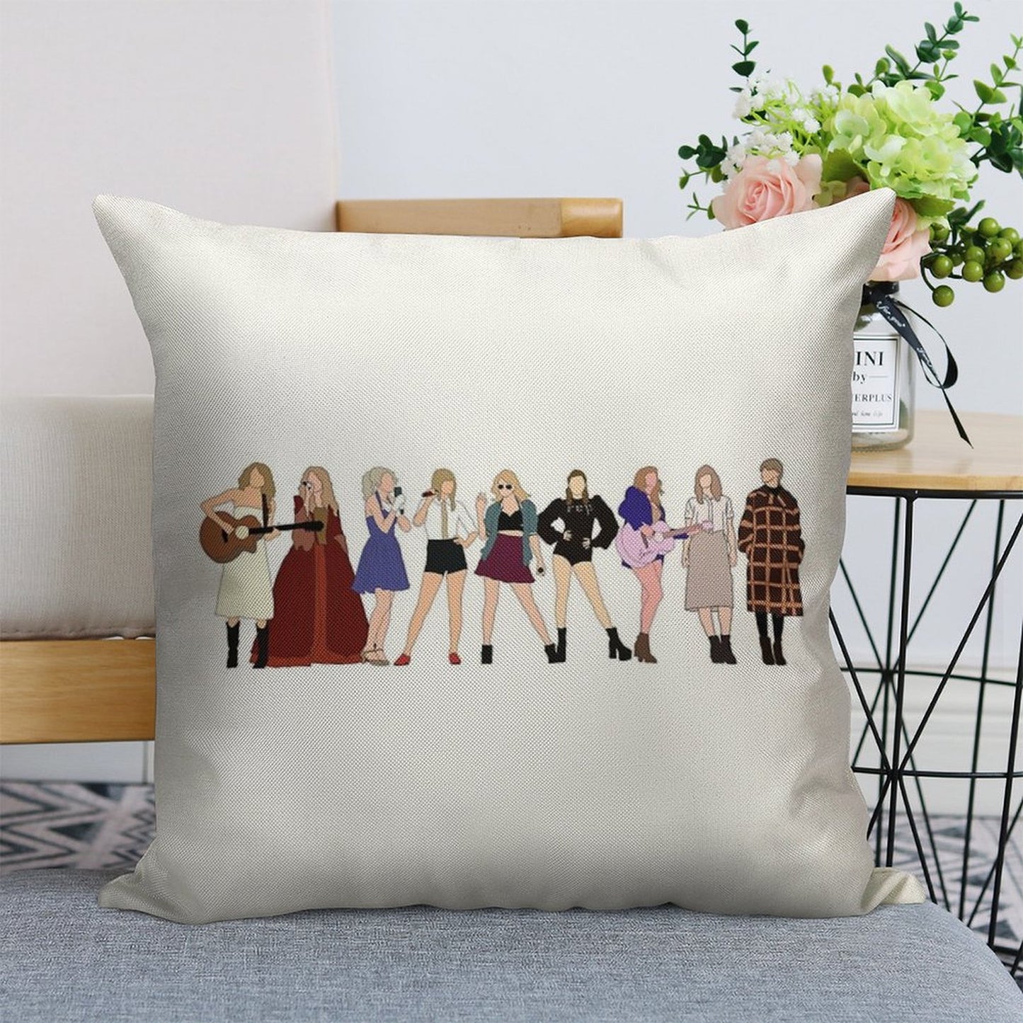 TAYLOR SWIFT 9 ERAS Linen Throw Pillow Cover
