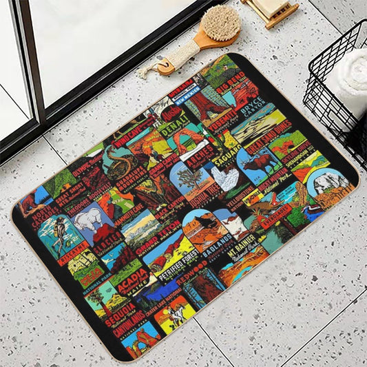 American National Parks Vintage Travel Decal Bomb Bath Mat