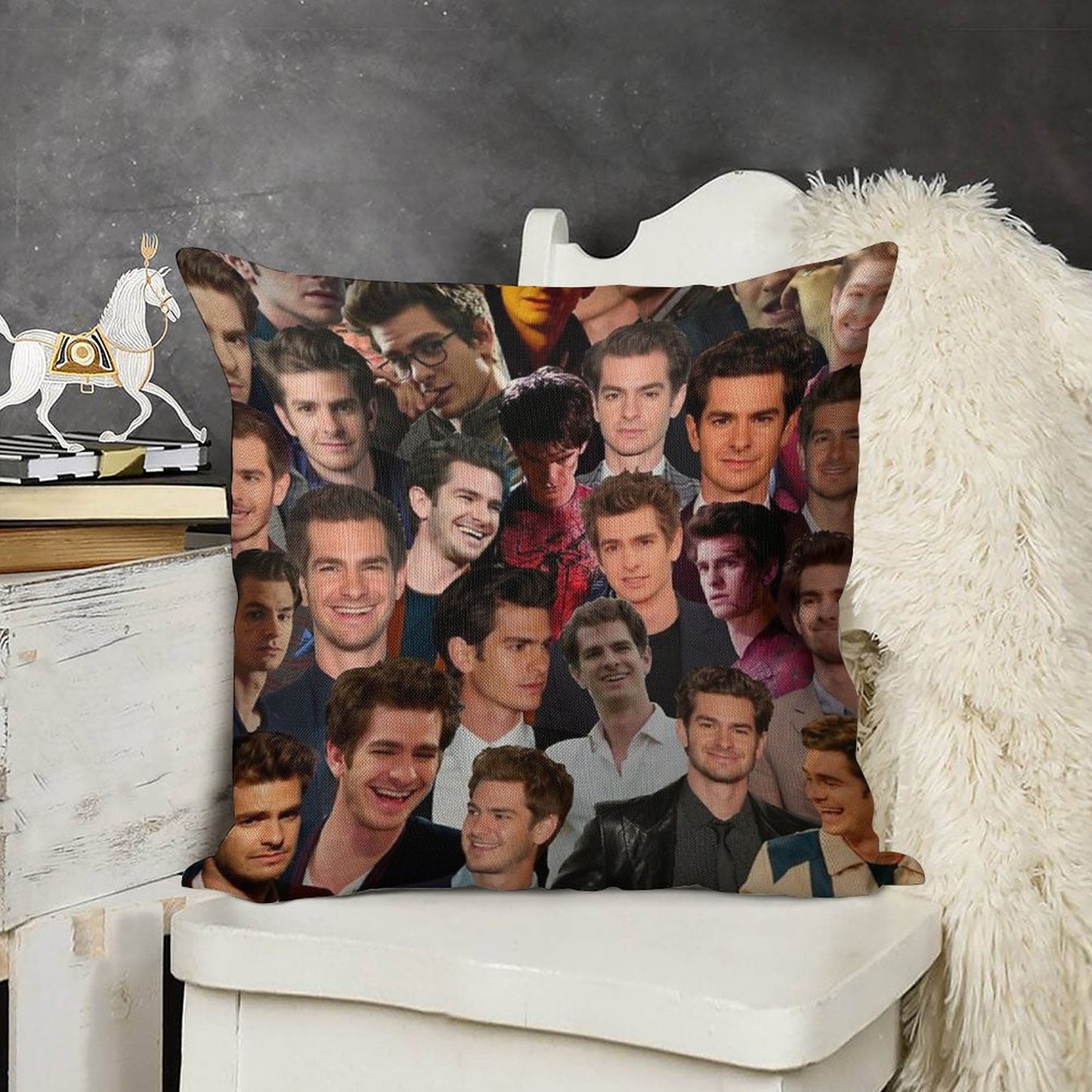 Andrew Garfield Photo Collage Linen Throw Pillow Cover