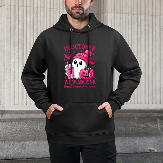 Breast Cancer Halloween Women in October We Wear Pink Shrink-Resistant Hoodie