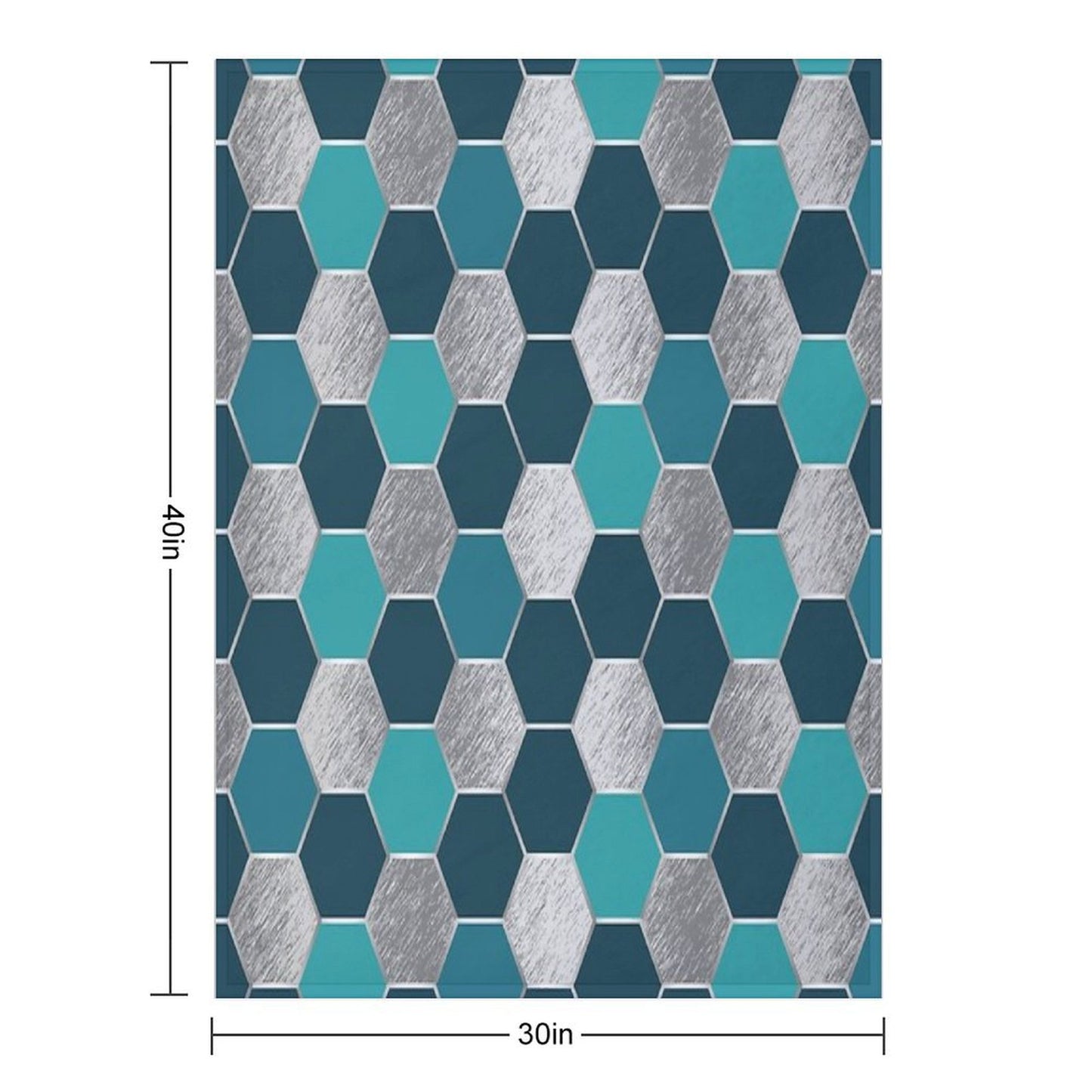 Metal Silver And Teal Geometric Hexagon Pattern Throw Blanket