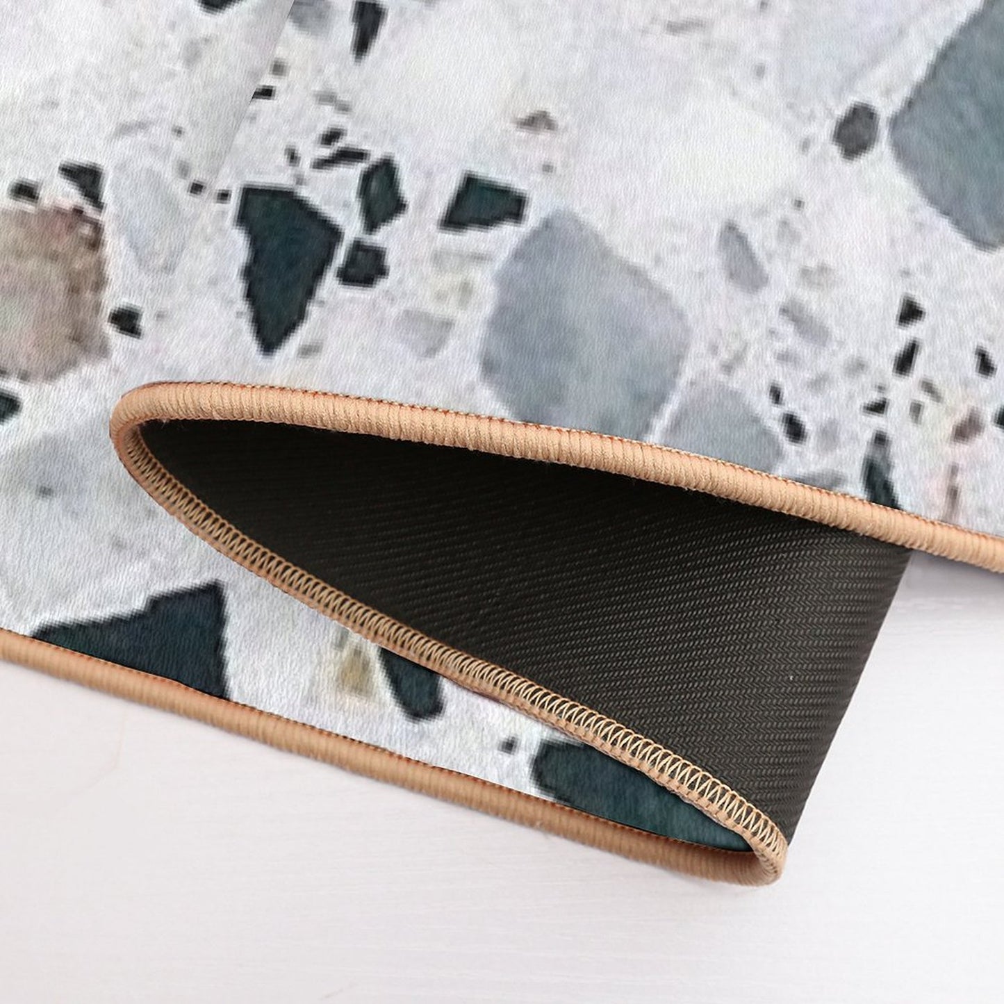 Terrazzo Black, White, Grey And Bronze Bath Mat