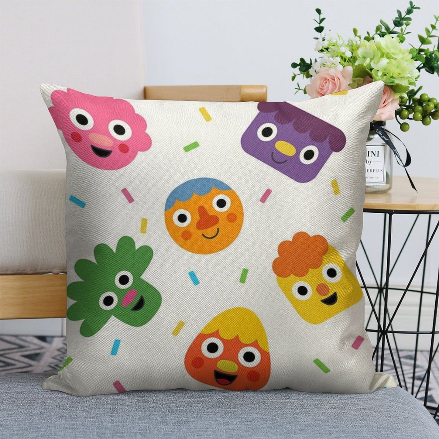 Noodle & Pals  Pattern 01 Linen Throw Pillow Cover