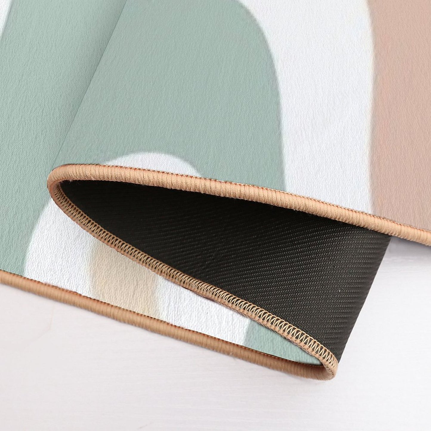 Liquid Swirl Retro Abstract in Light Sage Celadon Green, Light Blush, Cream, And White Bath Mat