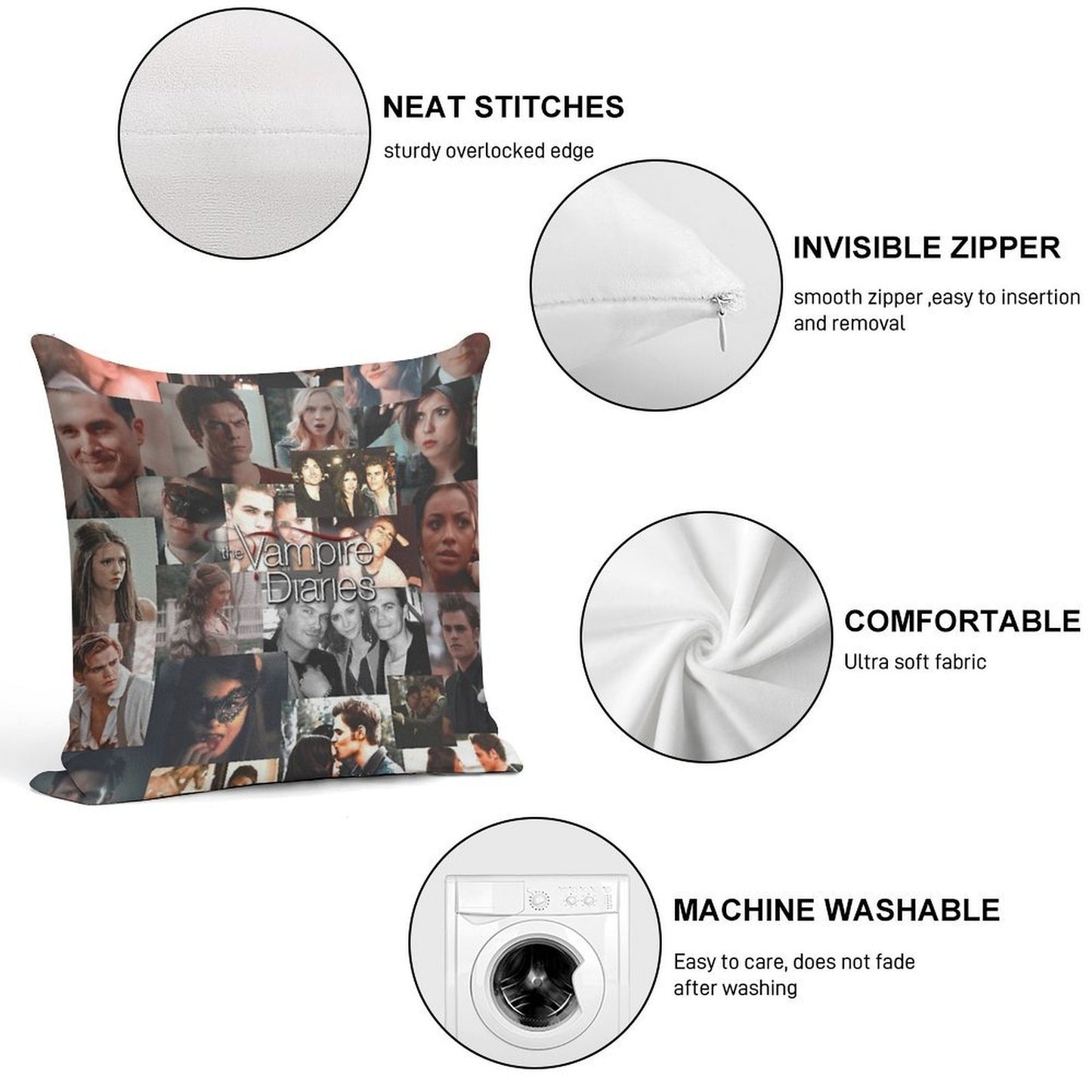 TVD Photo Collage Soft High-Density Material Throw Pillow
