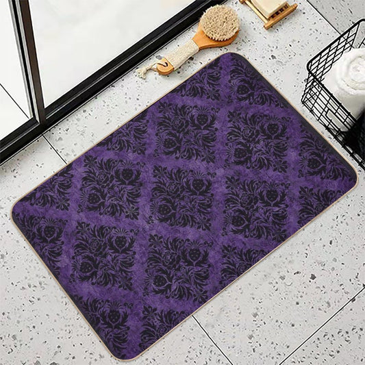 Gothic Damask Purple Bath Mat