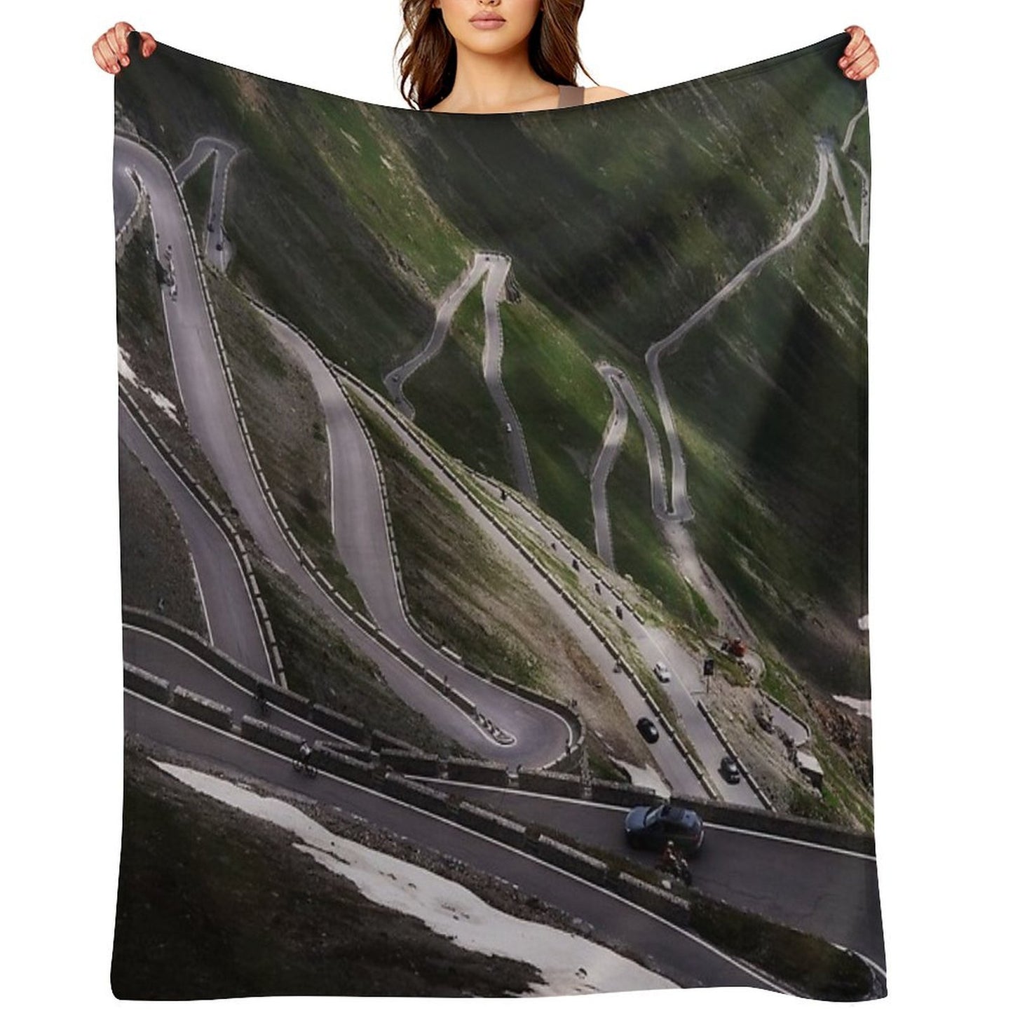 Stelvio Pass Winding Road, Italian Alps Throw Blanket