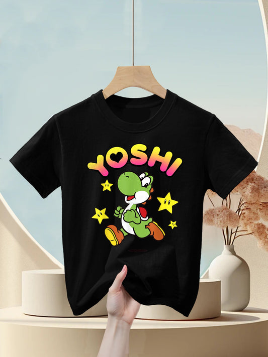 Nintendo Super Mario Yoshi Star Power Sprint Graphic Kids T-Shirt