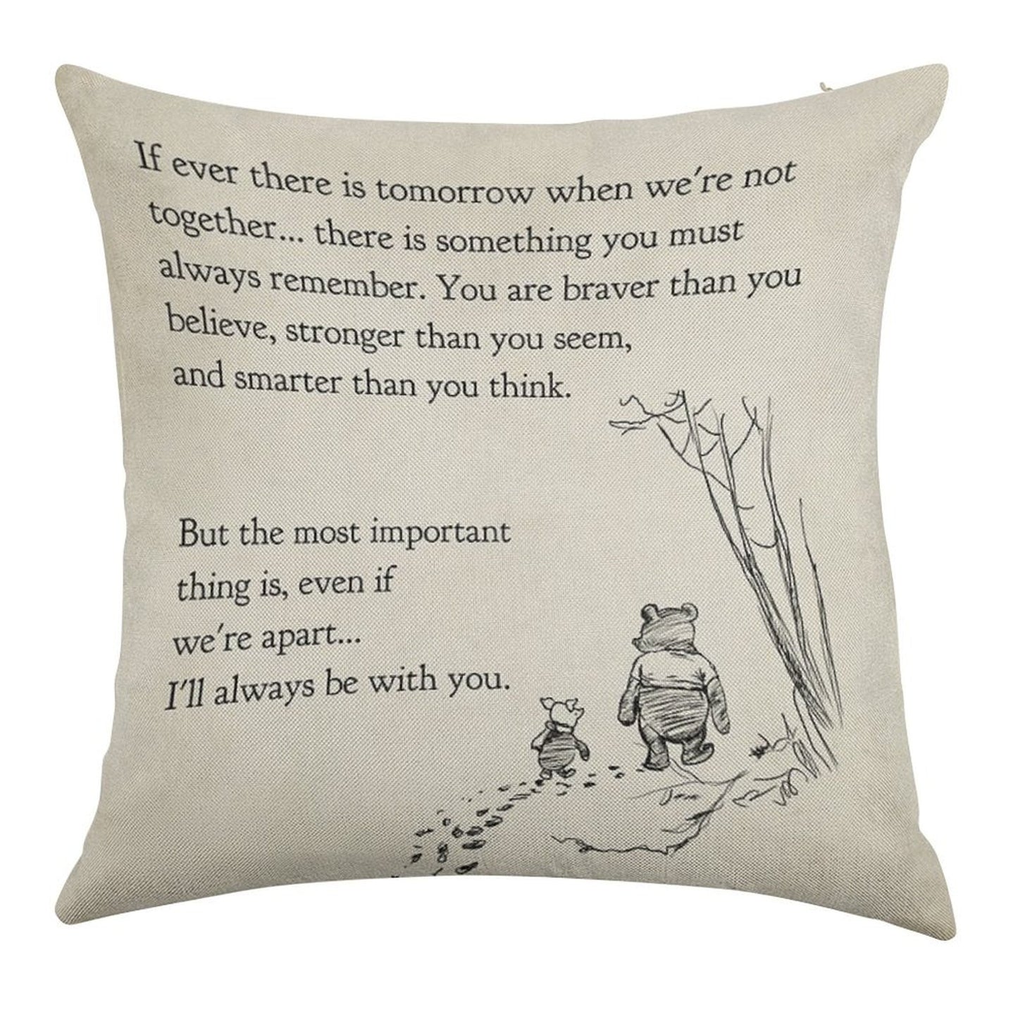 Winnie The Pooh Book Page - If Ever A Tomorrow…braver Than You Believe Linen Throw Pillow Cover