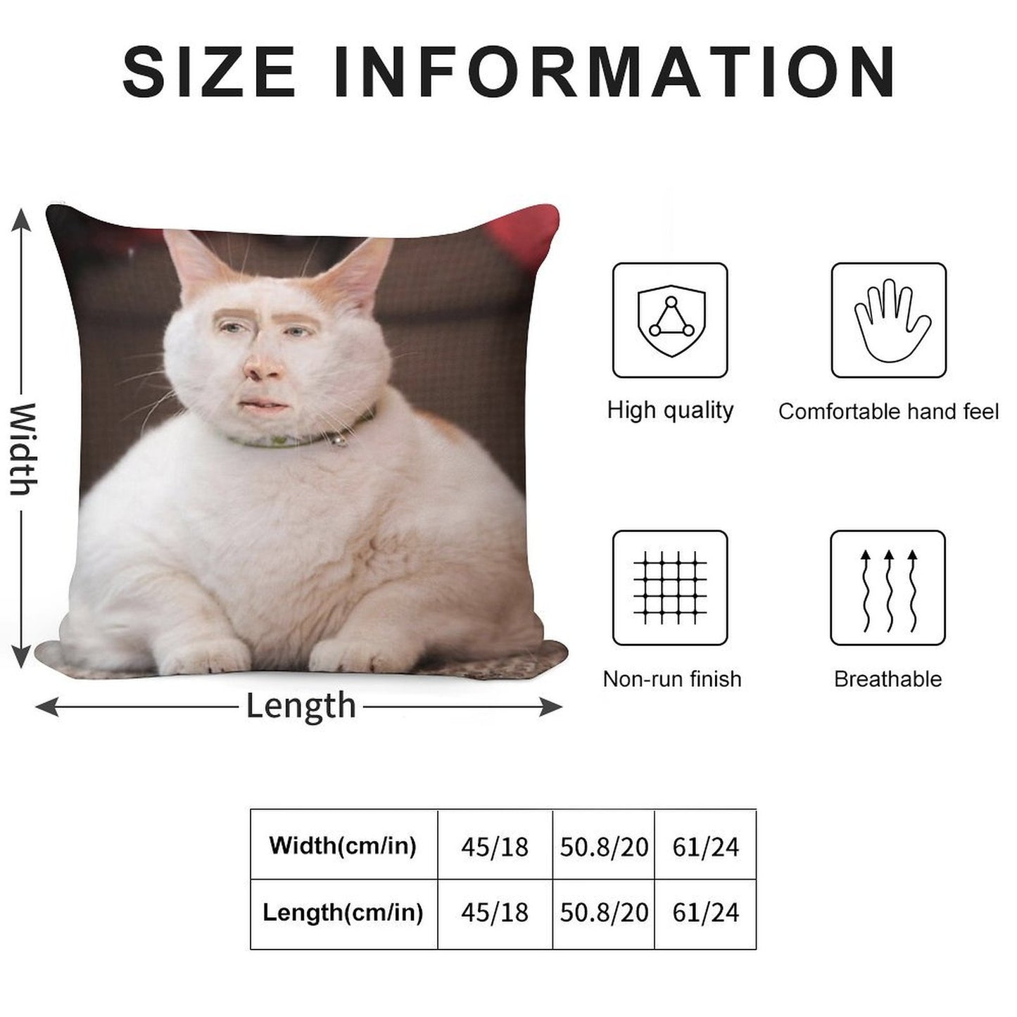 Nicolas Cage Cat Soft Durable Construction Throw Pillow