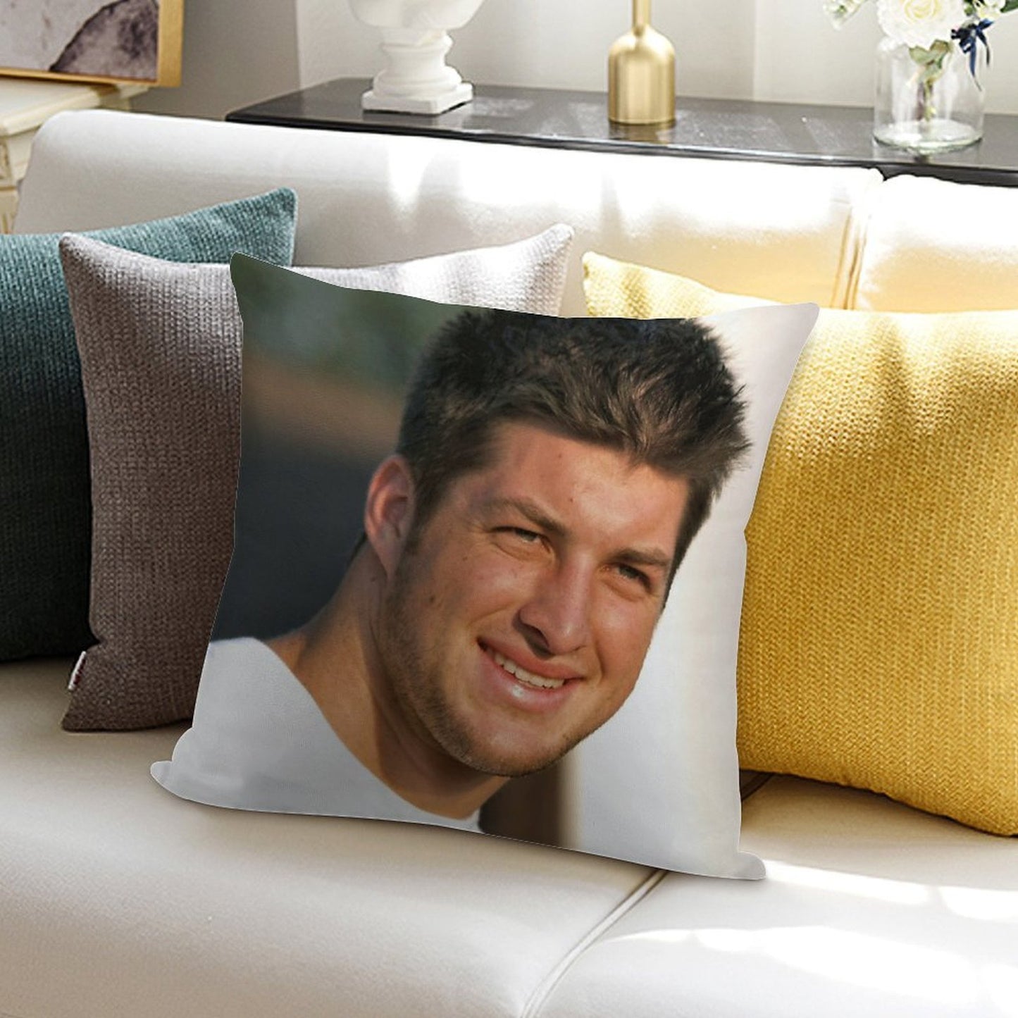 Tim Tebow Soft Hidden Zipper Throw Pillow