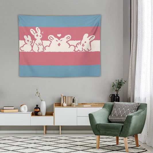 Trans Flag Bunnies Tapestry